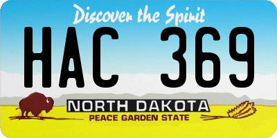 ND license plate HAC369