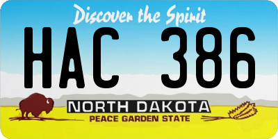 ND license plate HAC386