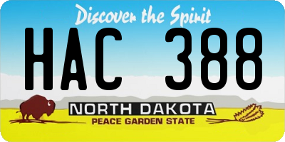 ND license plate HAC388