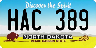 ND license plate HAC389