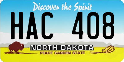 ND license plate HAC408