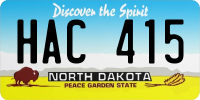 ND license plate HAC415