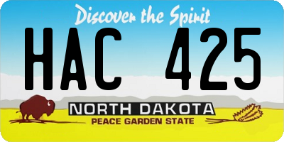 ND license plate HAC425