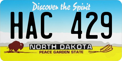 ND license plate HAC429