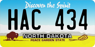 ND license plate HAC434