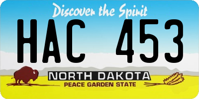 ND license plate HAC453