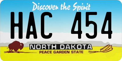 ND license plate HAC454