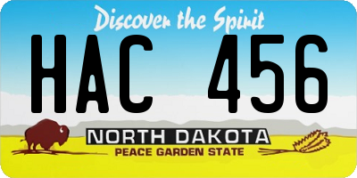 ND license plate HAC456