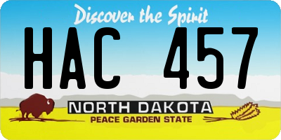 ND license plate HAC457