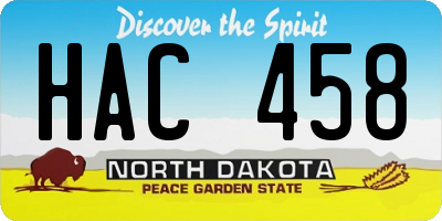 ND license plate HAC458