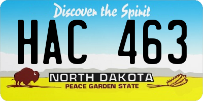 ND license plate HAC463