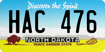 ND license plate HAC476