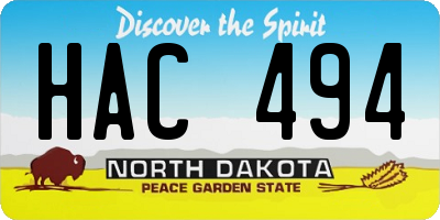 ND license plate HAC494