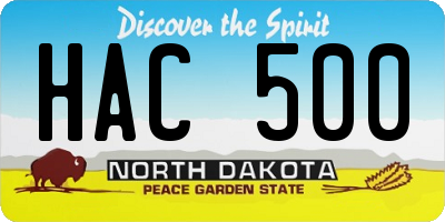 ND license plate HAC500