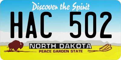 ND license plate HAC502