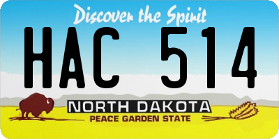 ND license plate HAC514