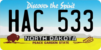 ND license plate HAC533