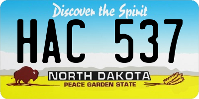 ND license plate HAC537