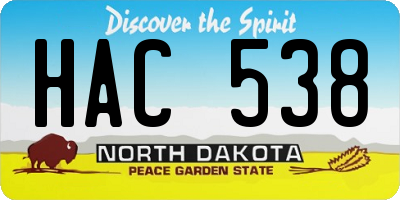 ND license plate HAC538