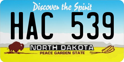 ND license plate HAC539
