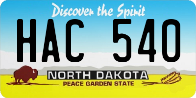 ND license plate HAC540