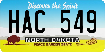 ND license plate HAC549