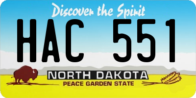 ND license plate HAC551