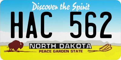 ND license plate HAC562