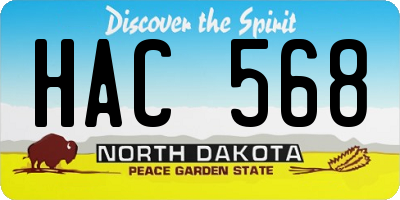 ND license plate HAC568