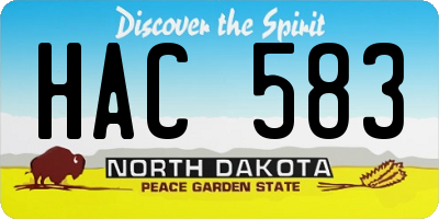 ND license plate HAC583