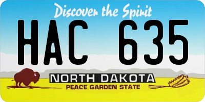 ND license plate HAC635