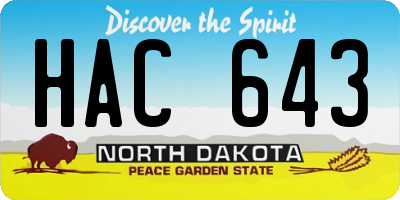 ND license plate HAC643