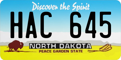 ND license plate HAC645