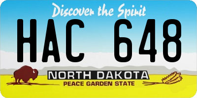 ND license plate HAC648