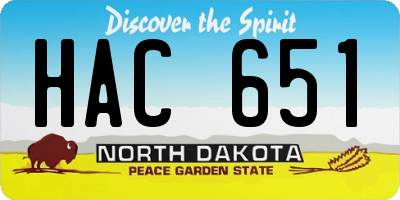 ND license plate HAC651