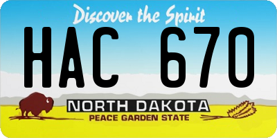 ND license plate HAC670