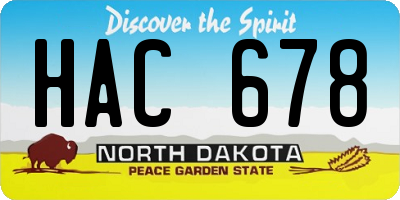 ND license plate HAC678