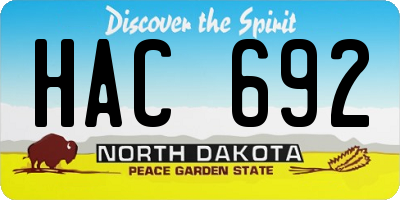 ND license plate HAC692