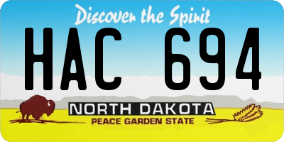 ND license plate HAC694