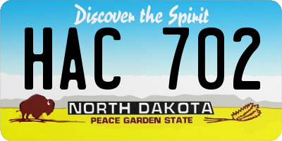 ND license plate HAC702