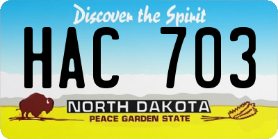 ND license plate HAC703