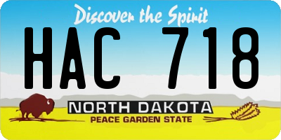 ND license plate HAC718