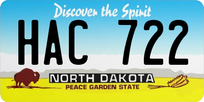 ND license plate HAC722