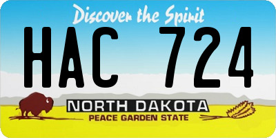 ND license plate HAC724