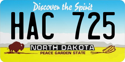 ND license plate HAC725