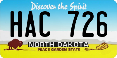 ND license plate HAC726