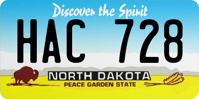 ND license plate HAC728
