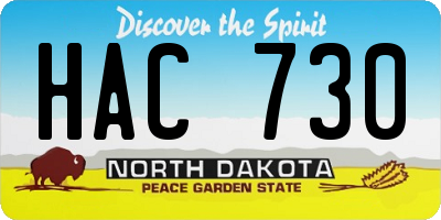 ND license plate HAC730