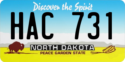 ND license plate HAC731