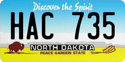 ND license plate HAC735